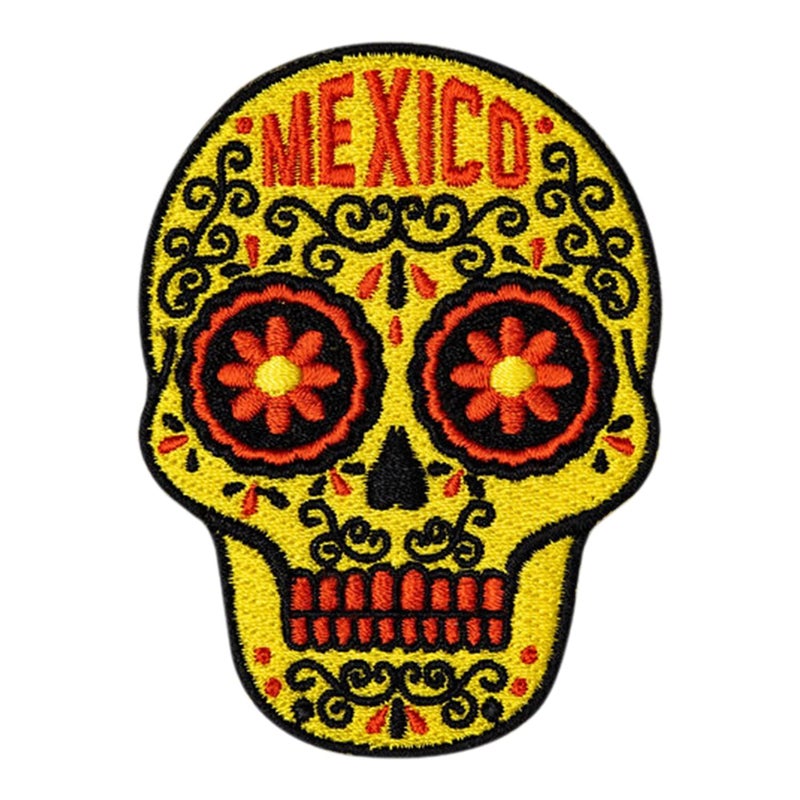 Vagabond Heart Mexico Travel Patch - Mexican Sugar Skull Souvenir - Cancun Gift - Day of The Dead Badge - Image 1